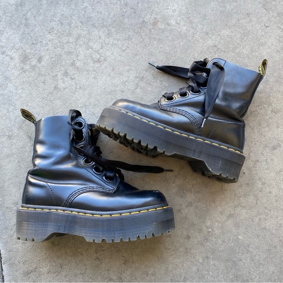 MOLLY WOMEN'S LEATHER PLATFORM BOOTS- size 5 - Picture 4 of 15